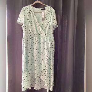Lane Bryant Mint Polka Dot High Low Dress